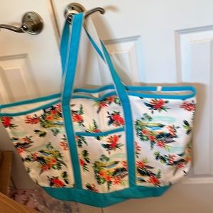 Land’s End X-Large Open-Top “TropicalScene” Canvas Bag